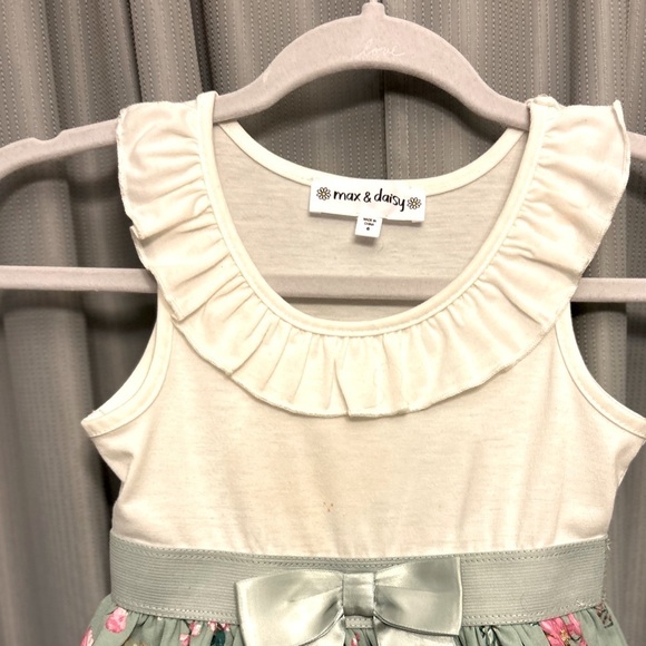 Max Daisy Dress Girl 6 Party Dress Floral tiny dots by ribbon #91 - Picture 7 of 8